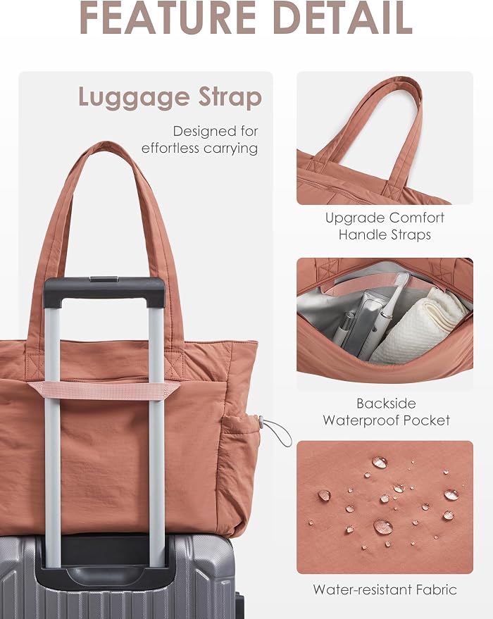 Tote Bag for Women, Lightweight Large Puffer Bag, Quilted Shoulder Purses Handbags for Travel Work - Image 7