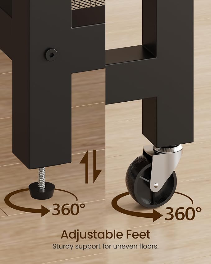 Kitchen Island with Power Outlet, Kitchen Island Table with Folding Top, Stationary Storage Islands, Coffee Bar with Outlets and USB Ports, for Dining Room, Rustic Brown and Black TZD01UBF - Image 8