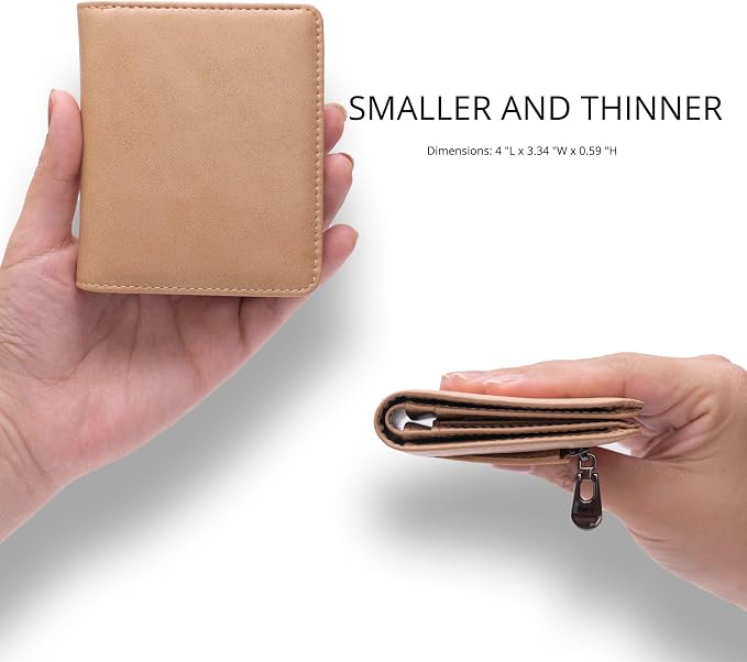 Alldaily Small RFID Wallet for Women Slim Compact Bifold Pocket Ladies Travel Mini Purse (Apricot) - Image 2