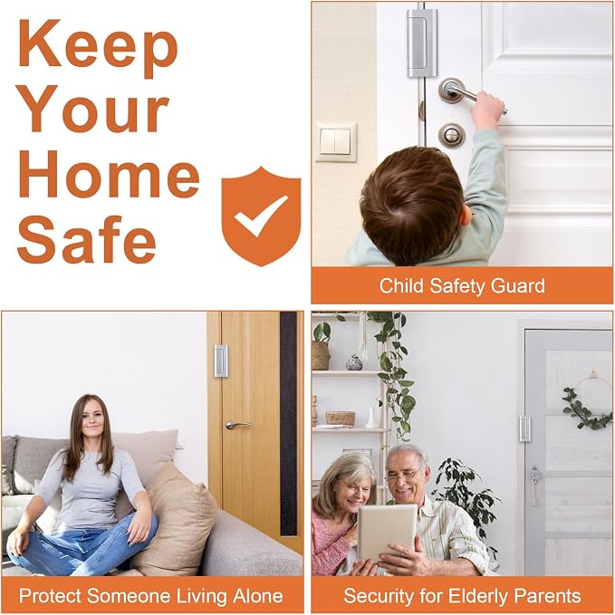 2 Pack Home Security Door Lock,with 3" Stop Withstand 800 lbs (White) | Childproof Door Reinforcement Lock,for Inward Swing Doors,Night Kids Safety Metal Flip Lock Deadbolt Latch - Image 6