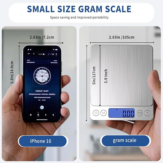Gram Scale Small Digital Food Scale, 500g by 0.01Gram/0.001Ounce, Accurate Weighting, MEIYA Multifunction Kitchen Scale for Jewelry/Baking/Soap, 9 Units, Tare Function, LCD Display, Including Battery - Image 4