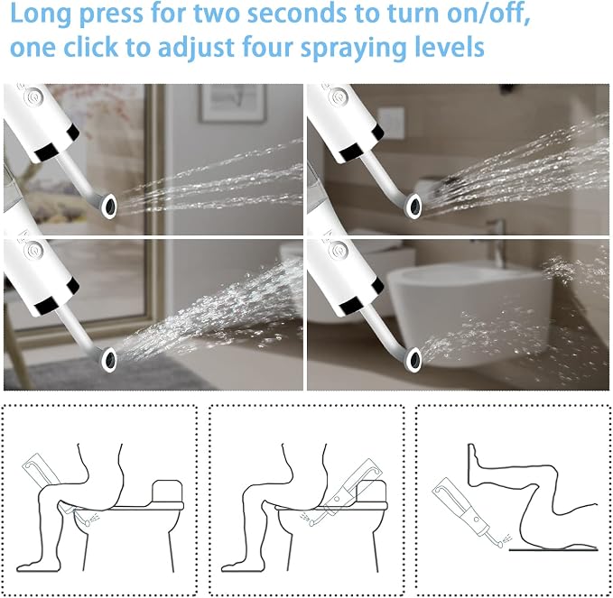 Rechargeable Portable Bidet Sprayer, 4 Pressure Options for Personal Cleaning, Travel Bag Included - Essentials for Postpartum/Perineal/Hemorrhoid Care - Image 5