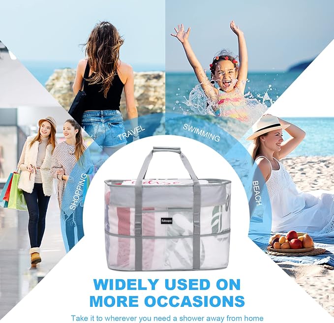KABAQOO Mesh Beach Bag, Extra Large Beach Bags with 9 Pockets & Zipper Waterproof Lightweight Beach Tote for Beach/Pool Trip - Image 7