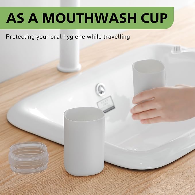 Travel Toothbrush Case, Portable Tooth Brush Holder and Toothpaste Cover Container with Mouthwash Cup, Compact Oral Clean Tools Organizer for Traveling/Camping/School/Home (Grey, Extra Large) - Image 5