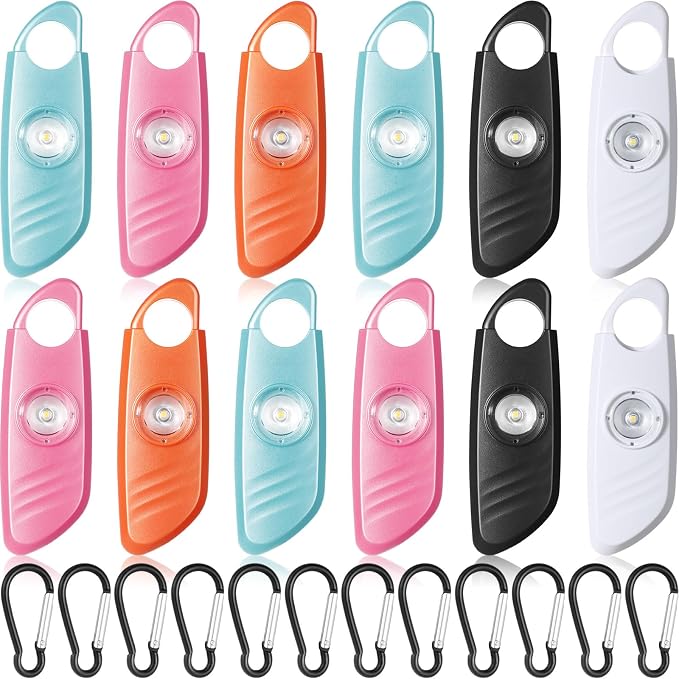 Relaxweex 12 Pcs Personal Safety Alarm for Women with LED Strobe Light and 12 pcs Keychain 130DB Loud Sound Personal Siren Emergency Self Defense Alarm Keychain Safety Devices for Women Men Elderly by Relaxweex