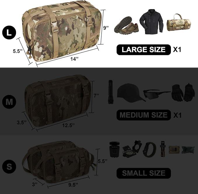 4 Set Tactical Packing Cubes ，Compressible Mesh Duffle Storage Bag,Portable Edc Molle Pouch Organizer. - Image 4