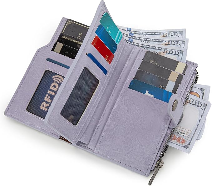 Wrangler Wallet for Women Bifold Card Holder with Zipper and ID Window - Image 3