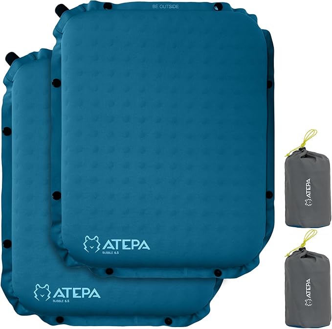 ATEPA Inflatable Seat Cushion | 2" & 2.5" Foam Core Seat Pad, Self Inflating, Compact, Stadium, Airplane, Travel, Camping, Hiking, Sports events by ATEPA