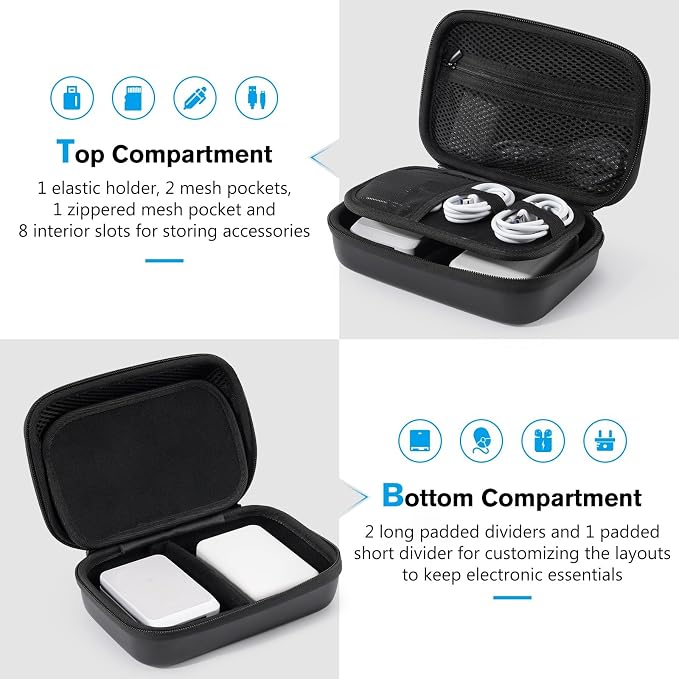 ProCase Hard Travel Electronic Organizer Case for MacBook Power Adapter Chargers Cables Power Bank Apple Magic Mouse Apple Pencil USB Flash Disk SD Card Small Portable Accessories Bag - Image 2
