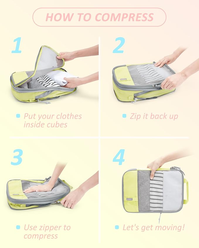 BAGSMART Compression Packing Cubes for Travel Essentials | 14 Set /6 Set /4 Set/2 Set, Lightweight, Durable - Image 6