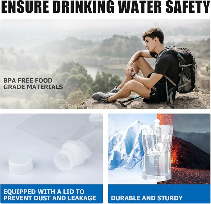 Ancable 64oz Collapsible Water Bottles, 3-Pack Reusable Travel Foldable Water Bottles for Hiking Camping Running Bike, BPA-Free Water Bottle - Image 6