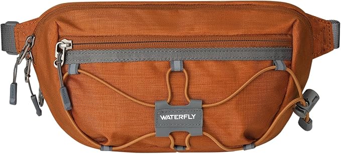 WATERFLY Small Fanny Pack RFID Blocking Travel Hiking Crossbody Waist Bag | Anti-theft design, Water resistant, Lockable zipper, Hidden rear pocket, Lightweight hip belt bag, EDC Running, Cycling, Gym by Waterfly