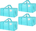 4 Pack-Extra Large Heavy Duty Moving Bags - Waterproof Storage Totes with Handles & Zippers, Foldable for College Dorm, Storage (lake blue) by Unknown