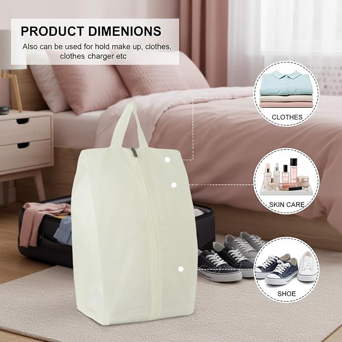 6pcs Portable Shoe Organizer, Travel Pouches with Zipper, Golf Shoe Bags, Clothes Bags, Soccer Cleats Bag Shoe Pouch for Gym, Waterproof, Odor-Resistant (White) | Golf Shoe Bags, Clothes Bags, Soccer Cleats Bag Shoe Pouch for Gym, Waterproof, Odor-Resi... - Image 3