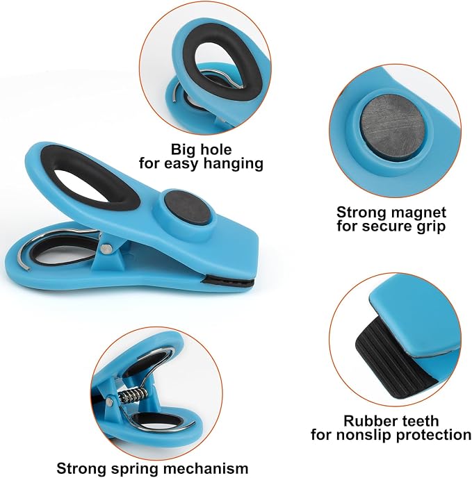 Chip Clips, Magnetic Bag Clips with Air Tight Seal for Food Storage, 16 Pieces, Multicolor - Image 5