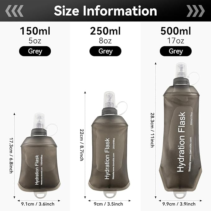 AXEN Soft Flask TPU Foldable Running Hydration Flask, Soft Collapsible Water Bottle for Hydration Pack Cycling Marathon Running Hiking - Image 3