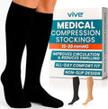 Vive Knee High Compression Socks for Women & Men – 15-20mmHg Medical | Support Stockings for Varicose Veins, Swelling, Soreness & Airplane Travel – Breathable TED Hose for Legs & Feet by Vive