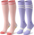 2 Pairs Compression Socks for Women & Men Knee High Nurse Pregnant Cute Medical Running Travel Athletic by Unknown