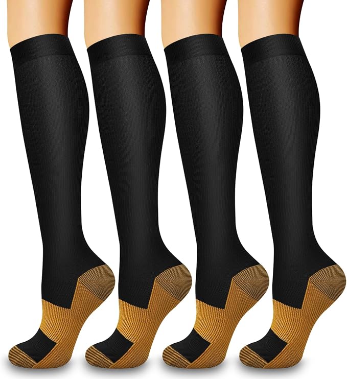 4 Pairs Compression Socks for Women and Men-Circulation Best Support Socks for Running,Athletic,Cycling by Bluemaple
