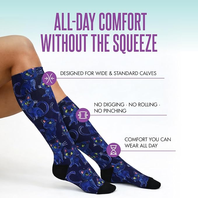 Crazy Compression Socks, Comfortable Support Socks for Recovery, Travel, Hiking, and Long-Hour Comfort w/Fun Designs - Image 2