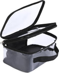 BORMELUN Large Clear travel bags for toiletries pouches carry on reusable,purse see-through plastic pvc TSA airport approved with handle (Black) by BORMELUN
