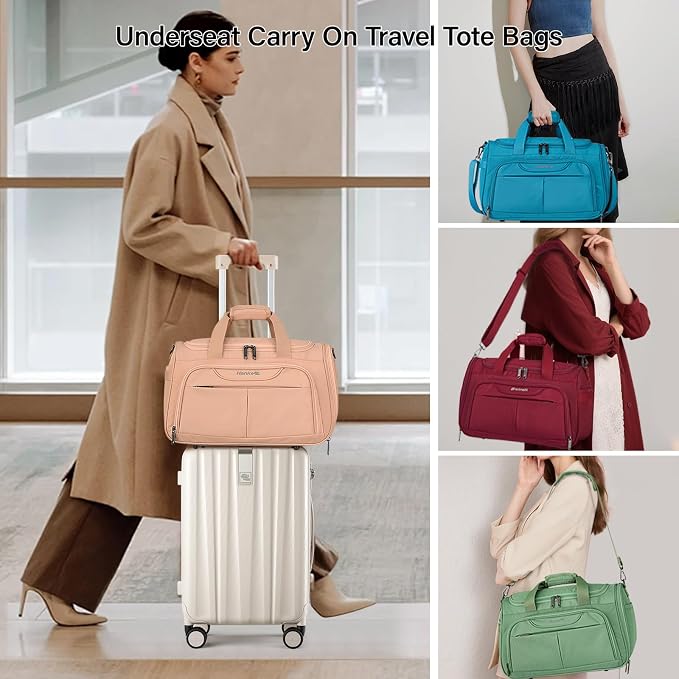 Hanke Small Underseat Carry On Luggage Bags for Travel with 10 Pockets. | Airline Approved Foldable Personal Bag w/ Luggage Sleeve; Tote Duffle & Bento Bag, Flight Attendant Weekender for Men & Women - Image 4