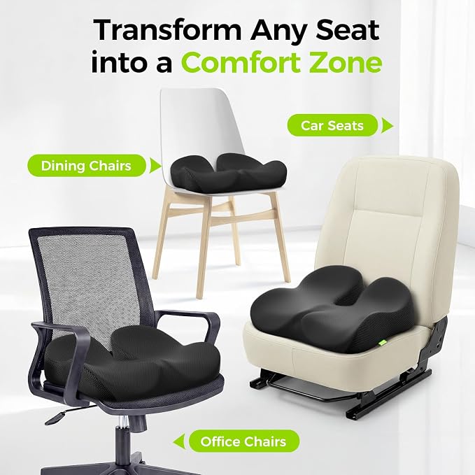 AUVON Gel Seat Cushion for Office Chairs, Ergonomic Memory Foam Chair Cushions for Long-Sitting Support & Sciatica, Back, Tailbone Pain Relief, Breathable Car Seat Cushion with Anti-Slip Base - Image 9