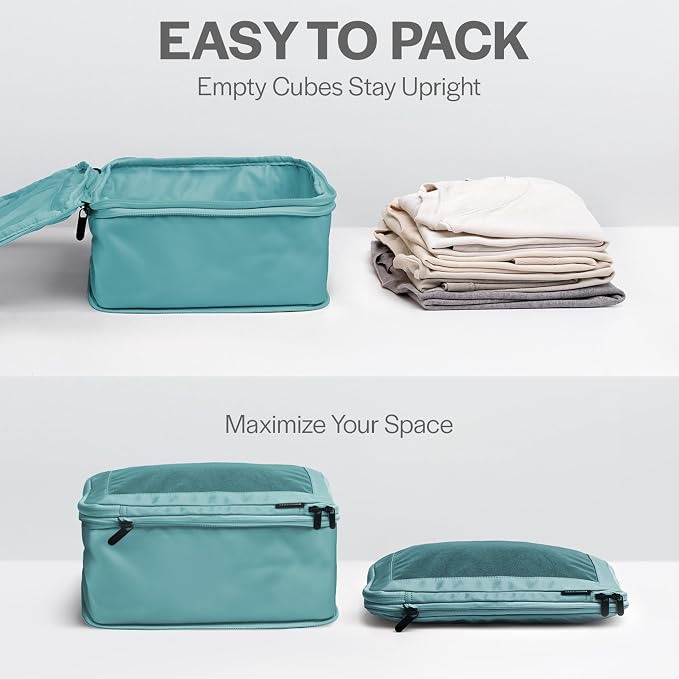Compression Packing Cubes for Travel - Luggage Organizer Bags - Double Zipper Packing Cubes for Suitcases (12-Pack, Teal) - Image 5
