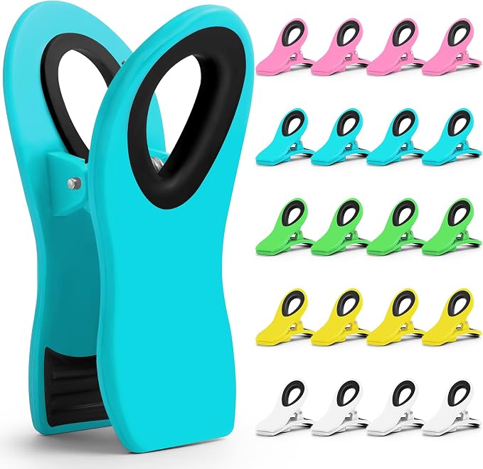 JETMORE 20 Pack Chip Clip, Magnetic Clips for Chips and Other Food Bags | Durable plastic jaws grip packages without tearing, chip bag clips seal snacks, while magnetic bag clips display notes by Jetmore