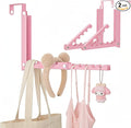 Pink Over the Door Hooks,Foldable Over the Door Hanger for Clothes | Heavy-duty for up to 1 3/4" thick door, with 10 slots for hanging clothes, perfect for laundry rooms and bedrooms to hang by WLCSNG