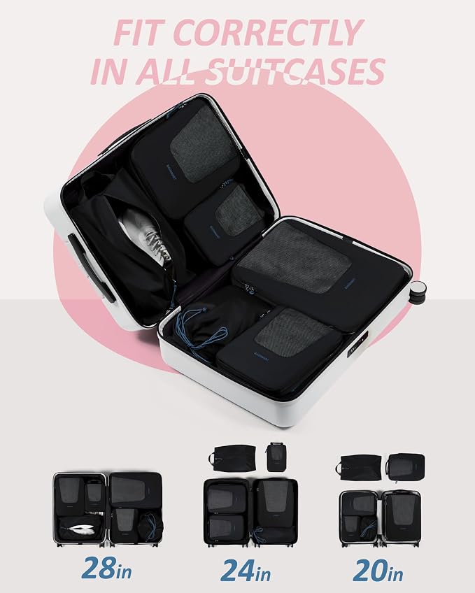 BAGSMART Compression Packing Cubes for Travel, 6/5/4set Lightweight Packing Organizers, Summer Travel Essentials Suitcase Organizer Bags Set - Image 3