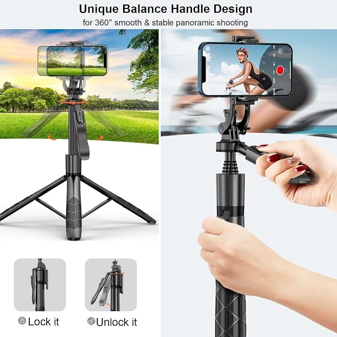 60" Phone Tripod & Selfie Stick - Tripod for iPhone with Remote, Extendable Cell Phone Stand Holder for Video Recording Vlog, Travel Tripode Compatible with iPhone Android Camera - Image 3
