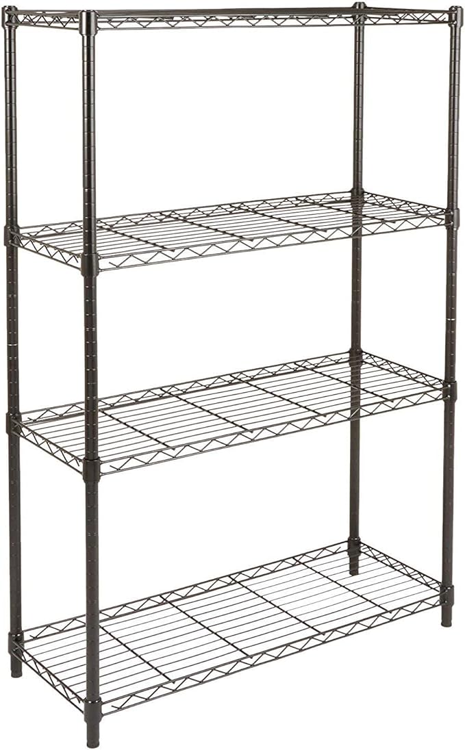 Amazon Basics 4-Shelf Adjustable Heavy Duty Steel Wire Rack Storage Shelving, Sturdy Garage Shelving, 350 lbs Capacity Per Shelf, Easy No-Tool Assembly, 36" x 14" x 54", Black by AmazonBasics