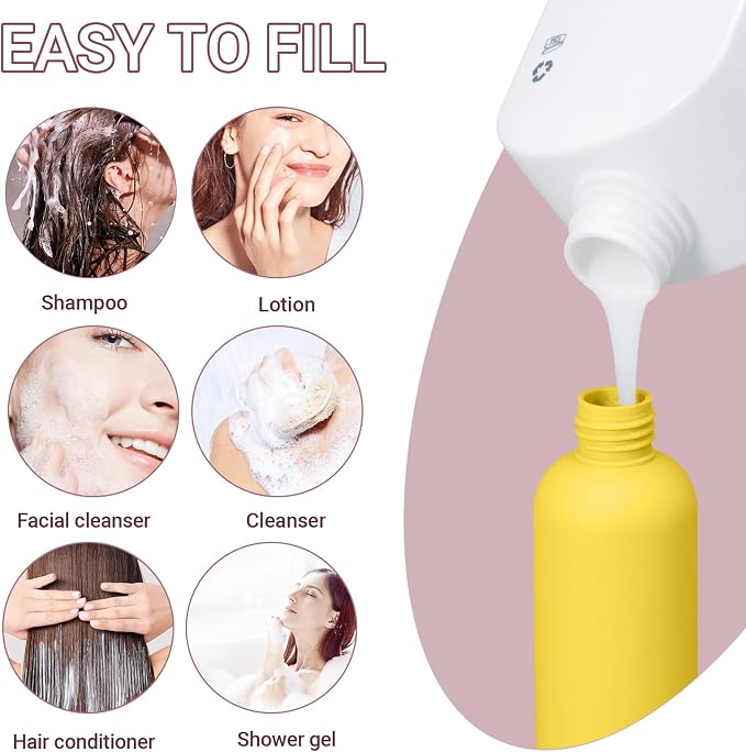 Travel Shampoo Bottle, Empty Plastic Squeeze Bottles 8.8oz with Flip Cap, Lotion Container for Toiletries Travel Size Shampoo and Conditioner - Image 4