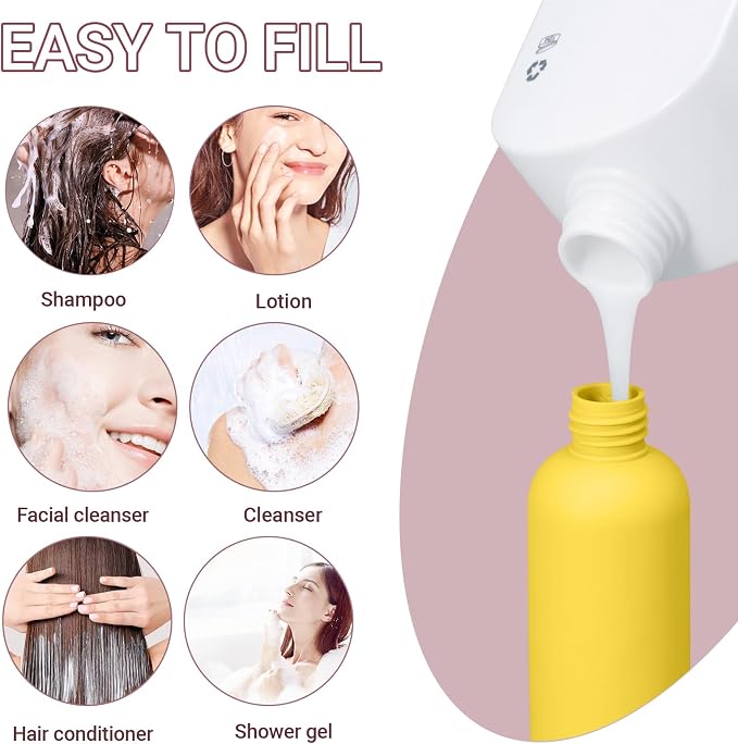 Travel Shampoo Bottle, Empty Plastic Squeeze Bottles 8.8oz with Flip Cap, Lotion Container for Toiletries Travel Size Shampoo and Conditioner - Image 4