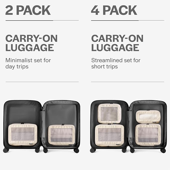 Compression Packing Cubes for Travel, 2-Pack, Beige | Solves overpacking, 2-Piece set fits most carry-ons, 50% Space savings, Compression luggage organizer bags - Image 4