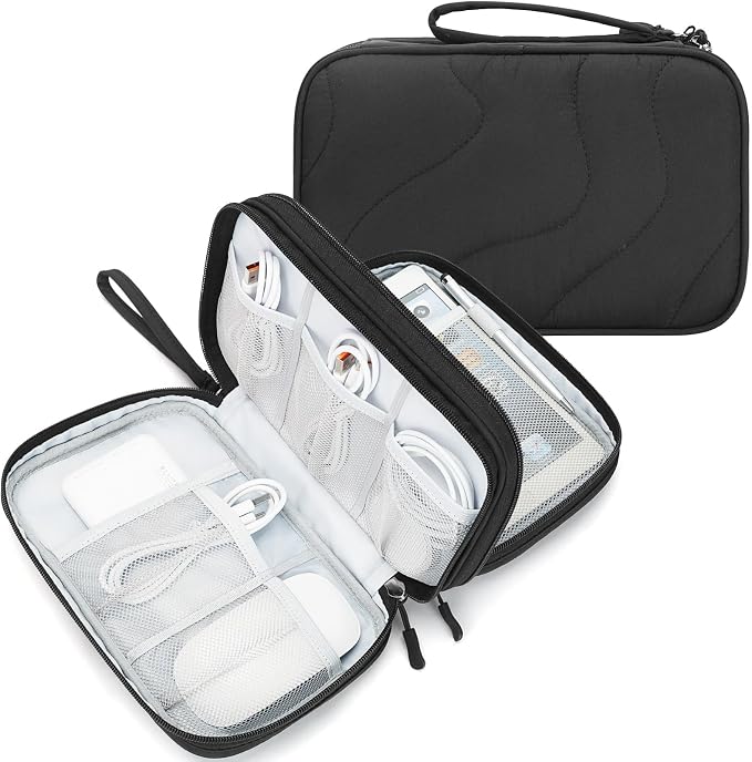 Skycase Tech Pouch - Lightweight Electronics Organizer Travel Case - Double Layers Cable Organizer - All-in-One Storage Bag for Charger, Cord, Phone, Flash Drive, Essentials - XL by Skycase