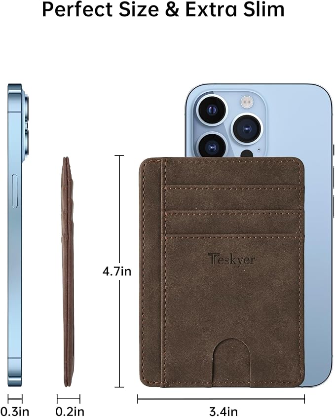 Teskyer Slim Minimalist Wallet for Men, RFID Front Pocket Card Holder | Ultra Slim Front Pocket Design, 8 Card Slots, RFID Protection, Smooth Faux Leather for Everyday Carry - Image 5