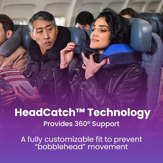 Cabeau Travel Neck Pillows for Airplanes The Neck's Evolution, TNE S3 Supportive Memory Foam Design for Long Haul Flights Attachable Seat Straps and 360 Support (Cairo Tan) - Image 2