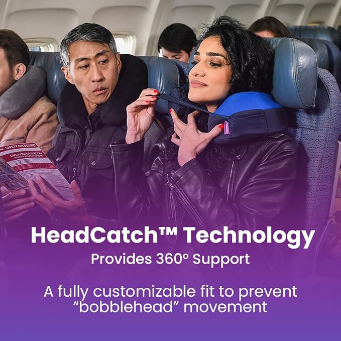 Cabeau Travel Neck Pillow for Airplanes The Neck's Evolution, TNE S3 Supportive Memory Foam Design for Long Haul Flights Attachable Seat Straps and 360 Support (Paris Lavender) - Image 2