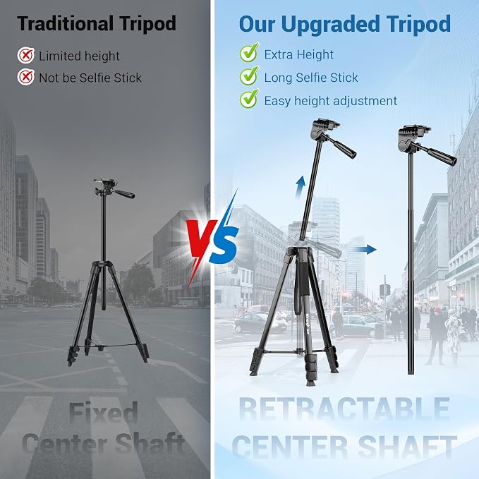 Phone Tripod, Tall Tripod Selfie Stick with Remote, 83” Tripod | for iPhone, with Remote, Carry Bag, Phone Holder, Tripod Stand for Camera iPhone, Photo Vlog Video Recording - Image 6