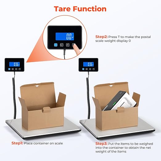 MUNBYN 440lb/1.8oz Shipping Scale, Digital Postal Scale for Packages | Hold & Tare Function, Backlit LCD, Battery & USB Cable Included, For Small Business, Luggage, Home Office - Image 6