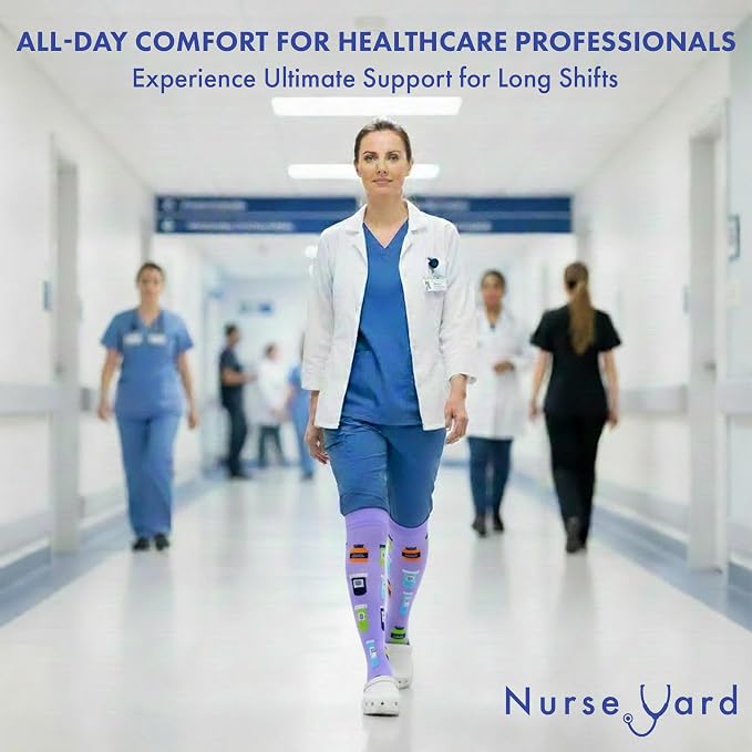 Compression Socks for Nurses - Women & Men - 20-30mmHg Graduated Compression, For Medical Staff, Athletes - 1 Pair - Image 6