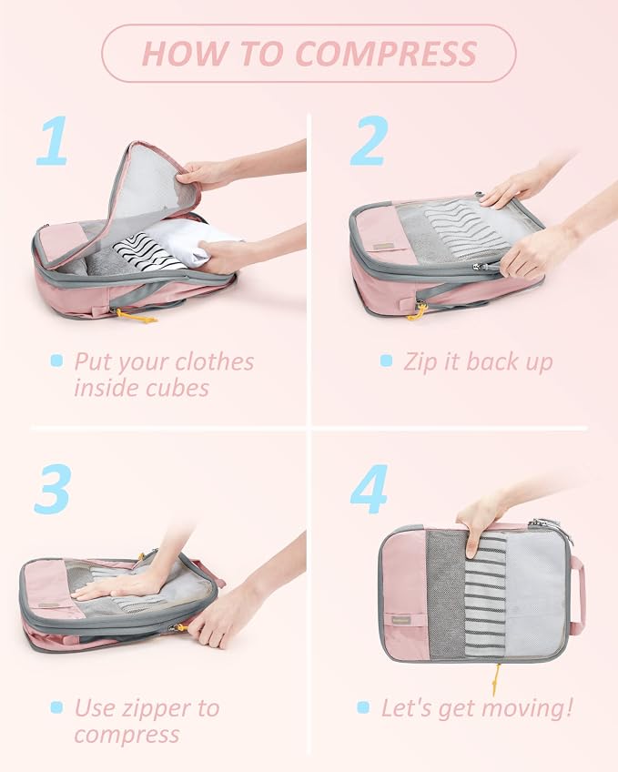 BAGSMART Compression Packing Cubes for Travel Essentials | 14 Set /6 Set /4 Set/2 Set, Lightweight, Durable - Image 5