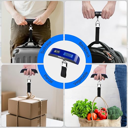 Luggage Scale Dr.meter Travel Essentials Luggage Weight Scale Backlight LCD | 110lb/50kg Electronic Balance Digital Postal Travel Accessories with Rubber Paint Handle Temperature Sensor Blue - Image 9