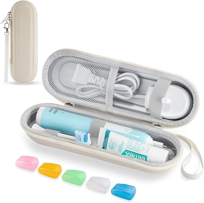 Toothbrush Travel Case for Oral B/Oral-B Pro 1000 1500 5000 7000 & Philips Sonicare 4100 1100 5300 5100 6100/iO Electric Toothbrush, Hard Protective Storage Bag (Starlight case&toothbrush cap) by TYSORETY