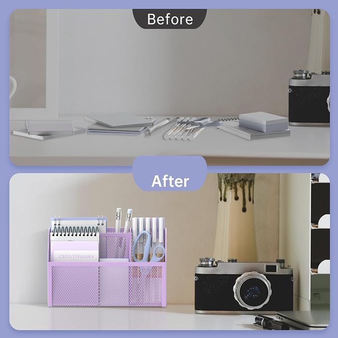 3-Grid Magnetic Pencil Holder, Strong Magnet Locker Organizer, Purple | Mesh Magnetic Shelf, Marker Holder Perfect for Whiteboard, Refrigerator and Locker Accessories - Image 5