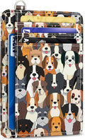 Yonlevres Dog Credit Card Holder Slim RFID Wallet Women Small Travel Cute | Front Pocket, Handy, RFID Blocking, Woman Girls Ladies Gifts, D-ring for Keychain,Thin Mini Card Case, ID Window, PU Leather by Yonlevres