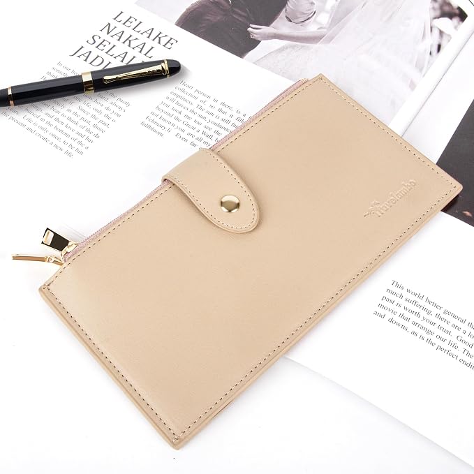 Travelambo Womens Leather Bifold Wallet, Slim RFID Blocking Card Holder | Large Capacity, 16 Card Slots & ID Window, 2 Zipper Pockets, Dual Snap Closure, Slim Lightweight, RFID Privacy Protection - Image 5