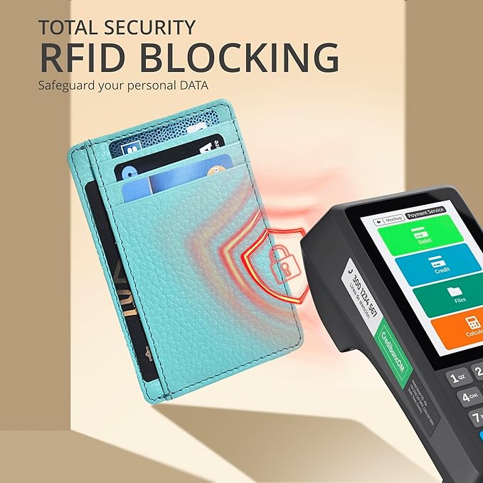 Slim Minimalist Leather Wallet RFID Blocking Front Pocket Card Holder - Image 5